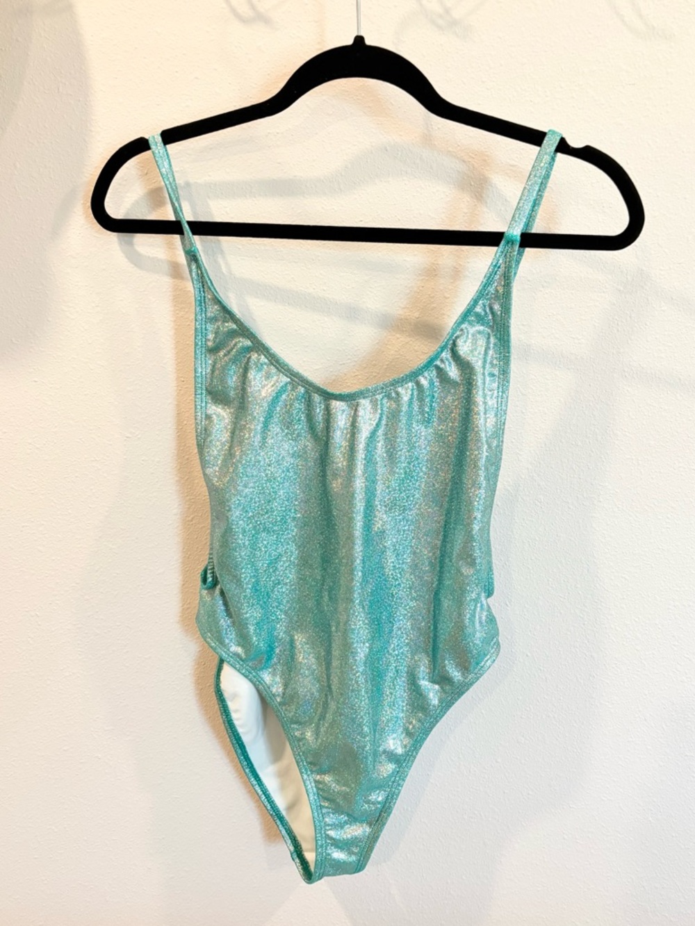 Dippin Daisy’s Metallic Aqua One-Piece Swimsuit size large